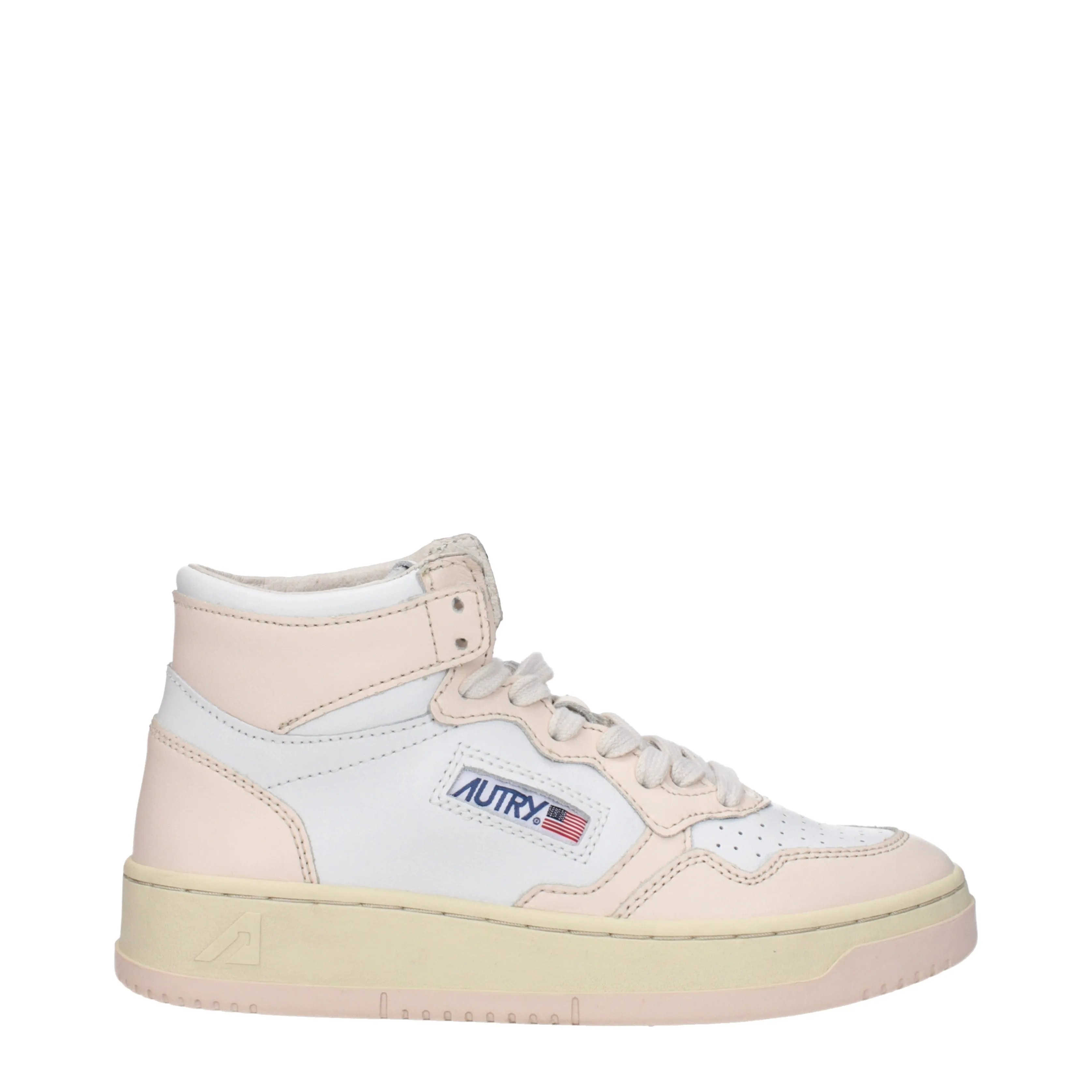 Autry Sneakers Medalist mid Donna Pelle Bianco/Nudo