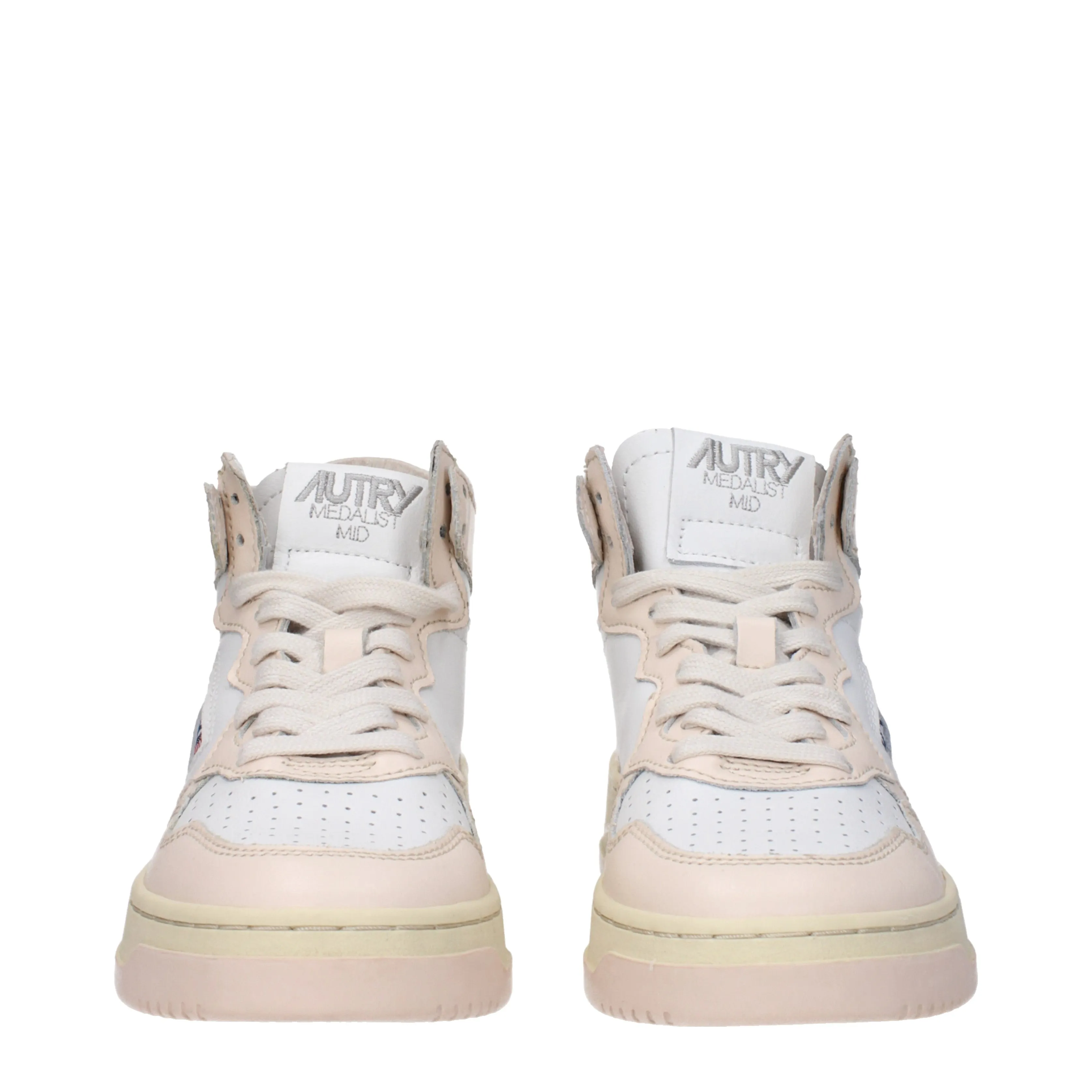 Autry Sneakers Medalist mid Donna Pelle Bianco/Nudo