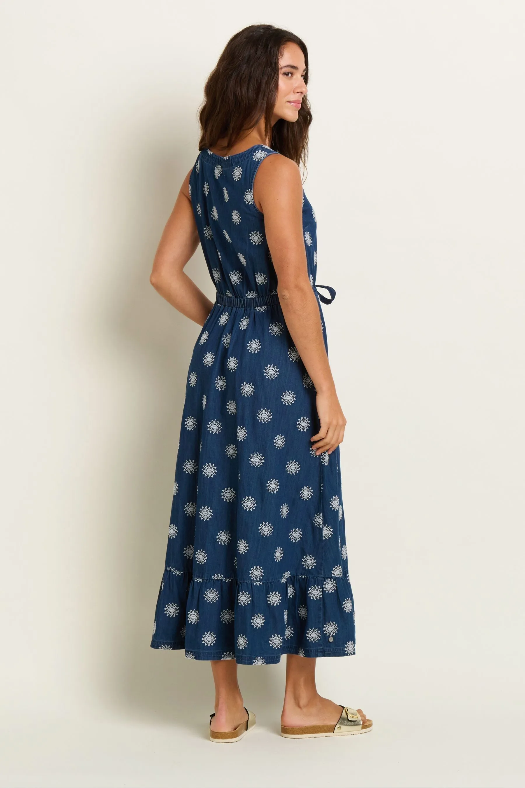 Brakeburn - Abito maxi ricamato Denim a margherite