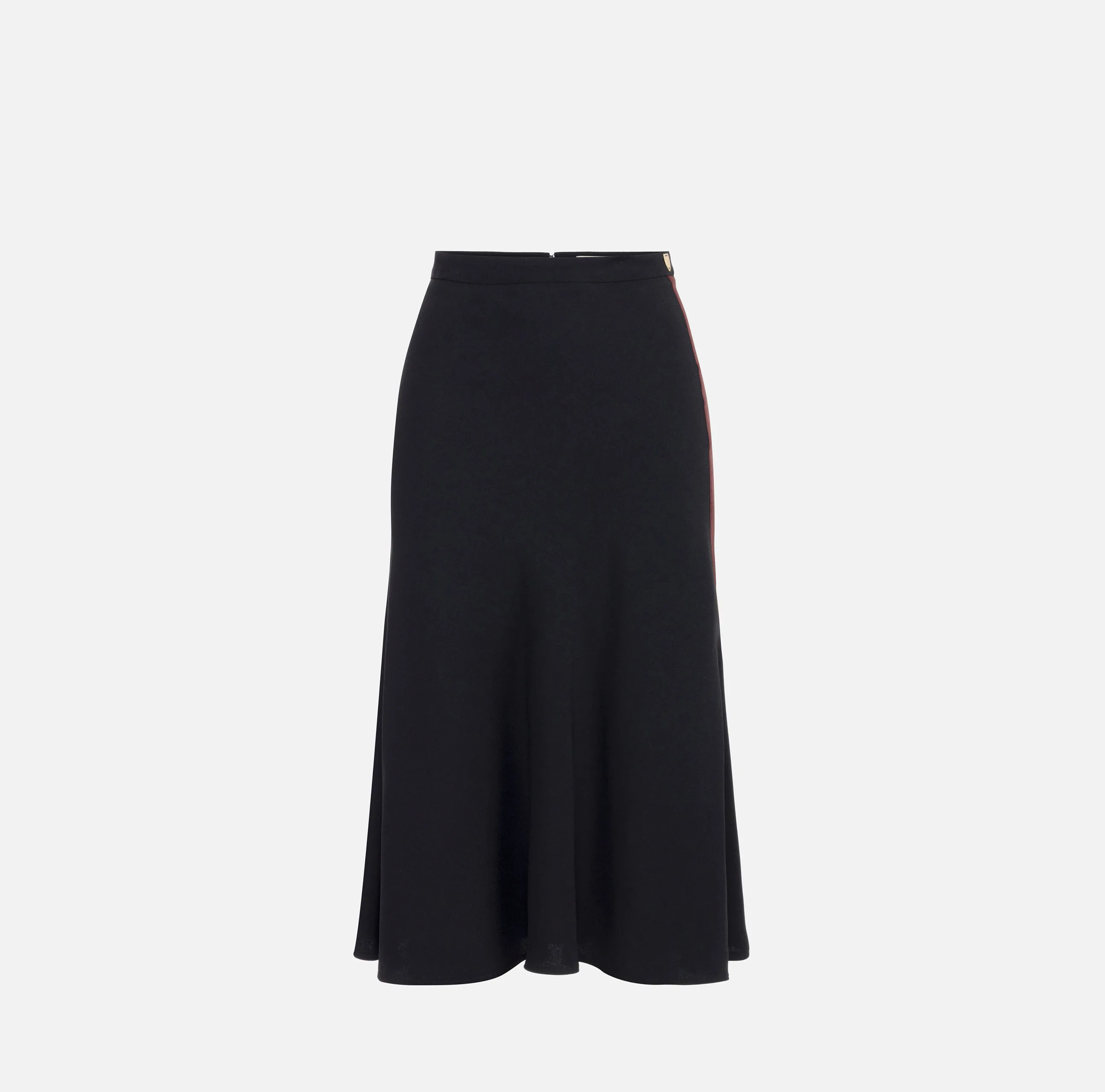 Gonna midi in crêpe satin con bande