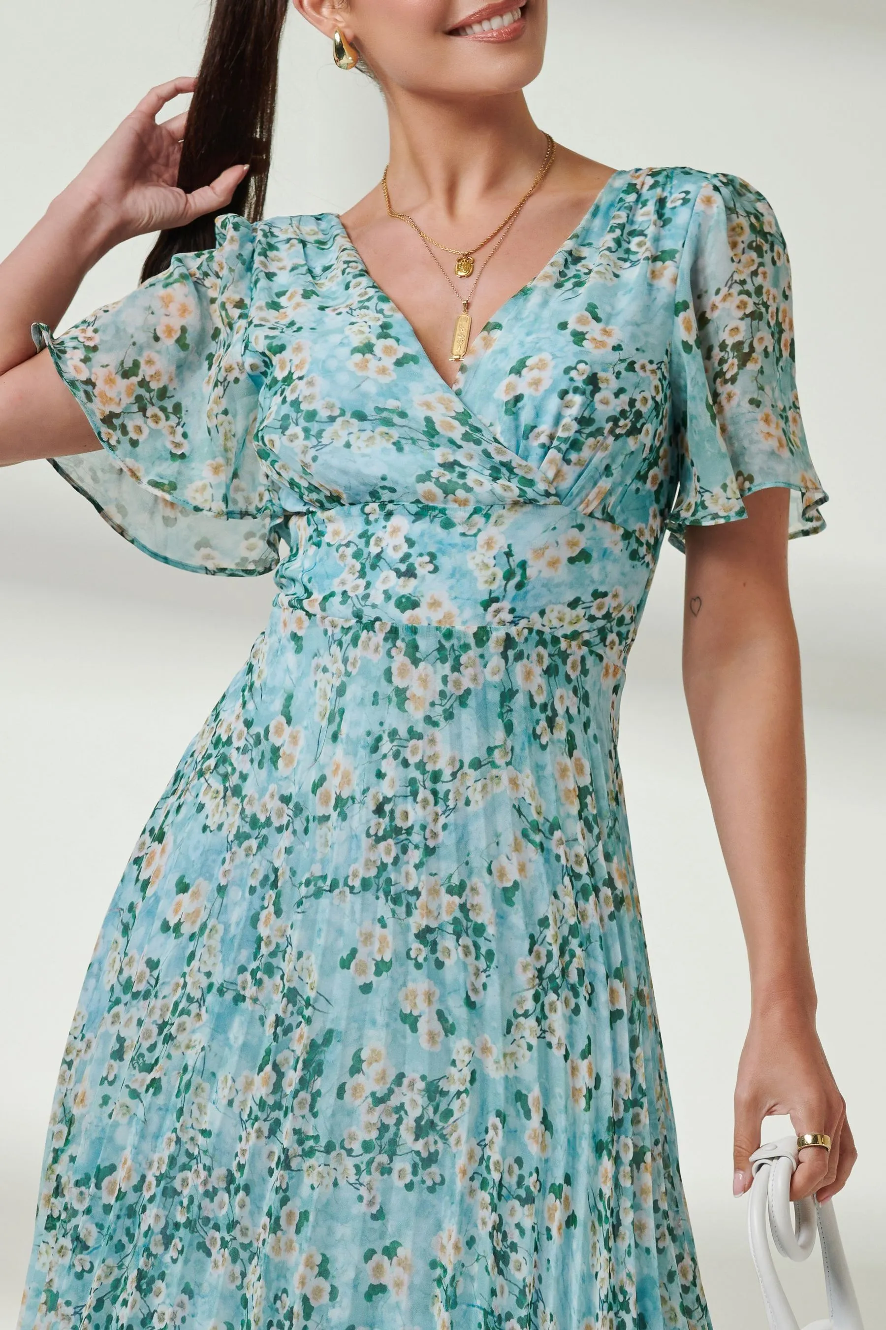 Jolie Moi A pieghe - Abito maxi in chiffon con fondo asimmetrico