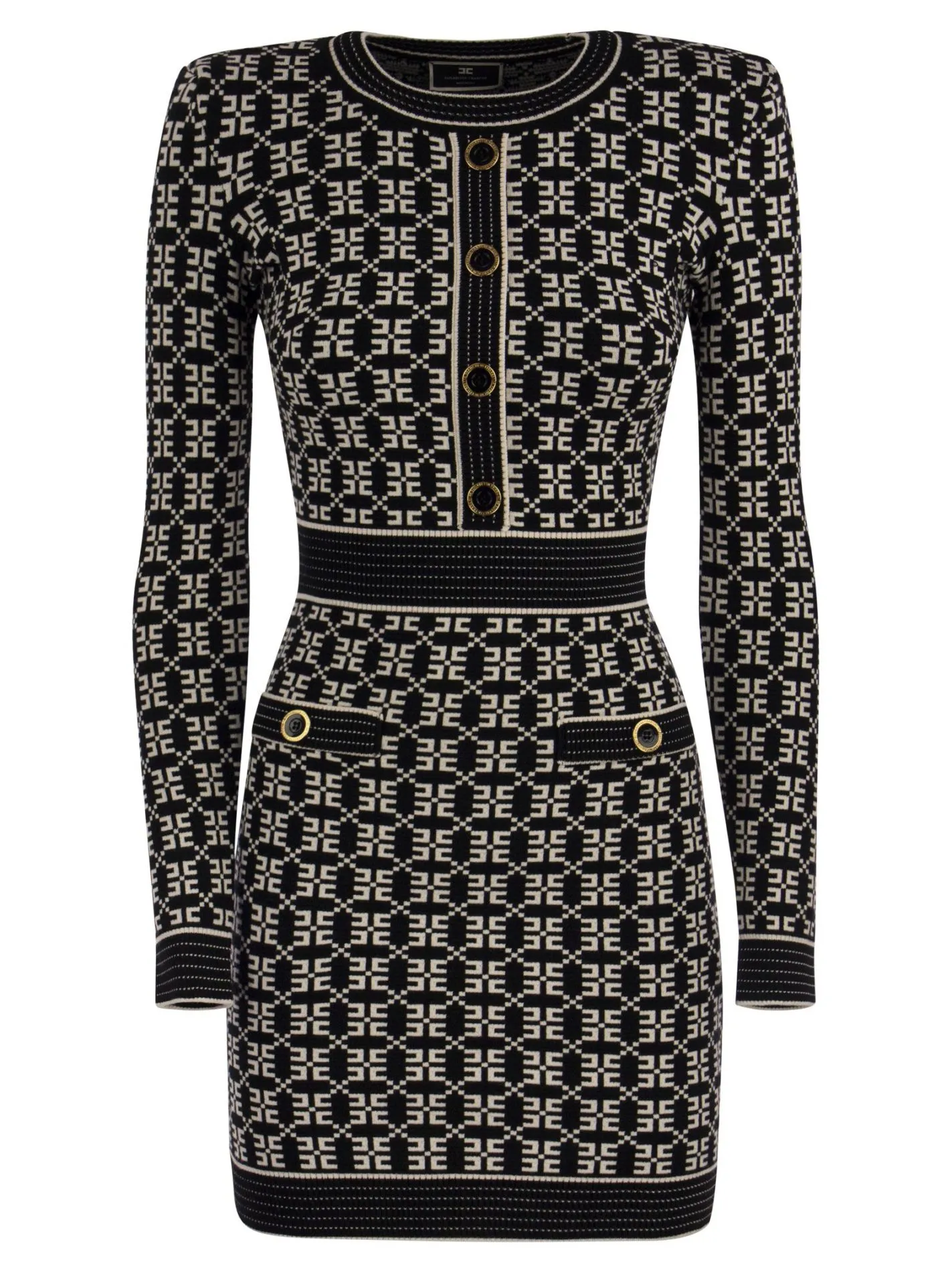 Miniabito in maglia jacquard logo