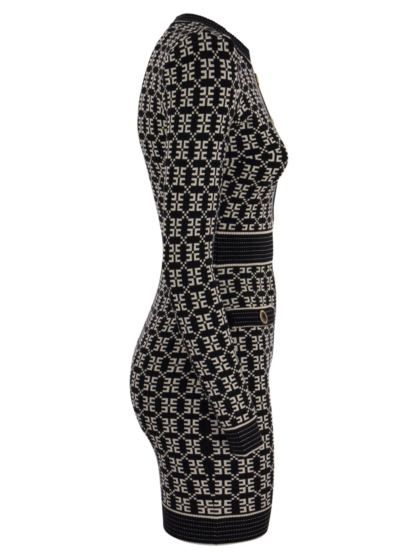 Miniabito in maglia jacquard logo