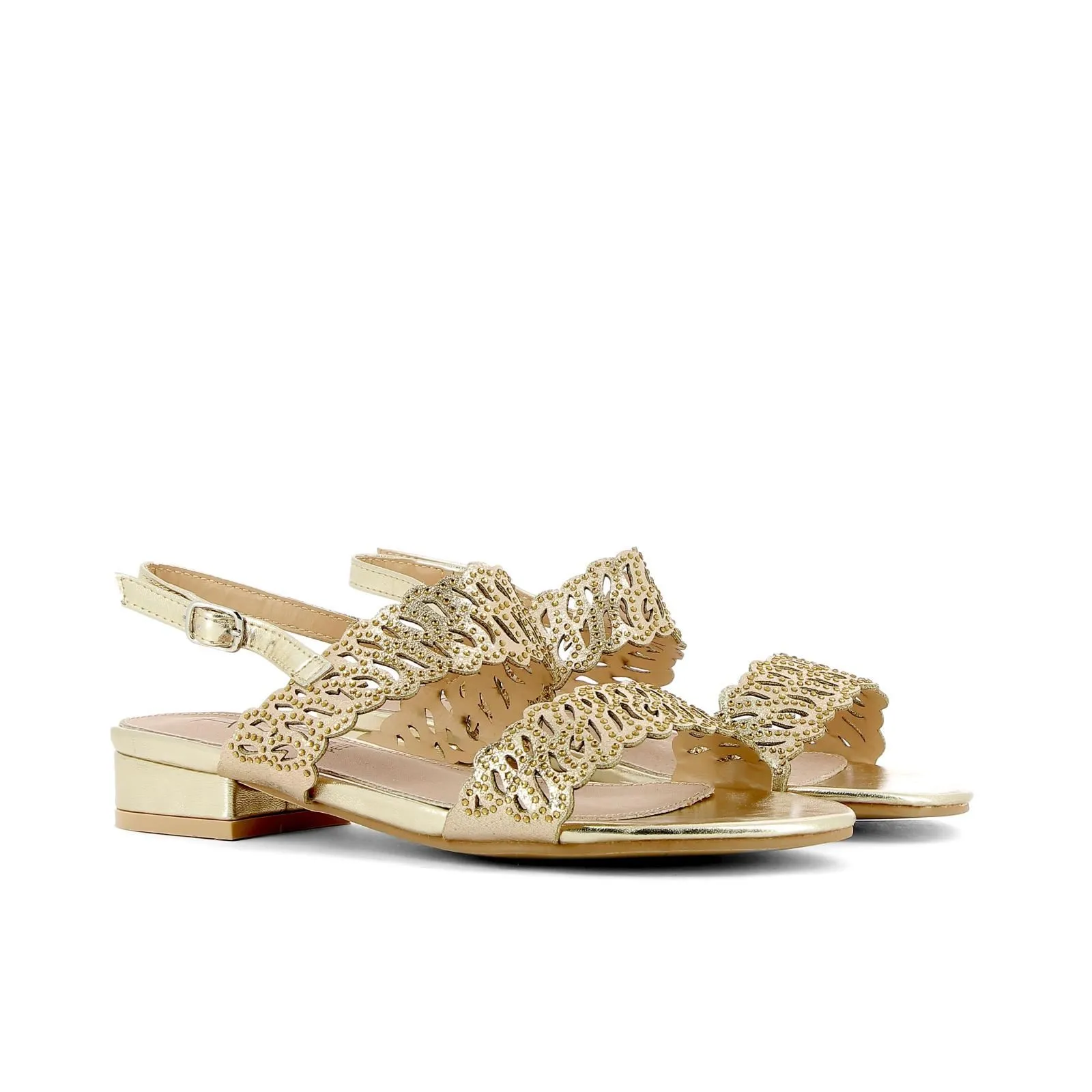 Sandali bassi oro con strass