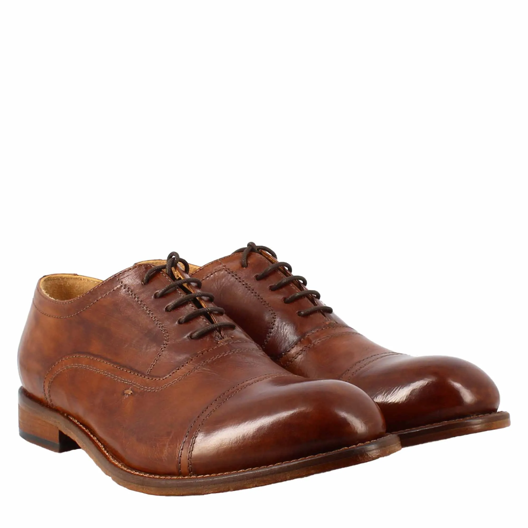 Scarpa francesina marrone vintage elegante da uomo in pelle