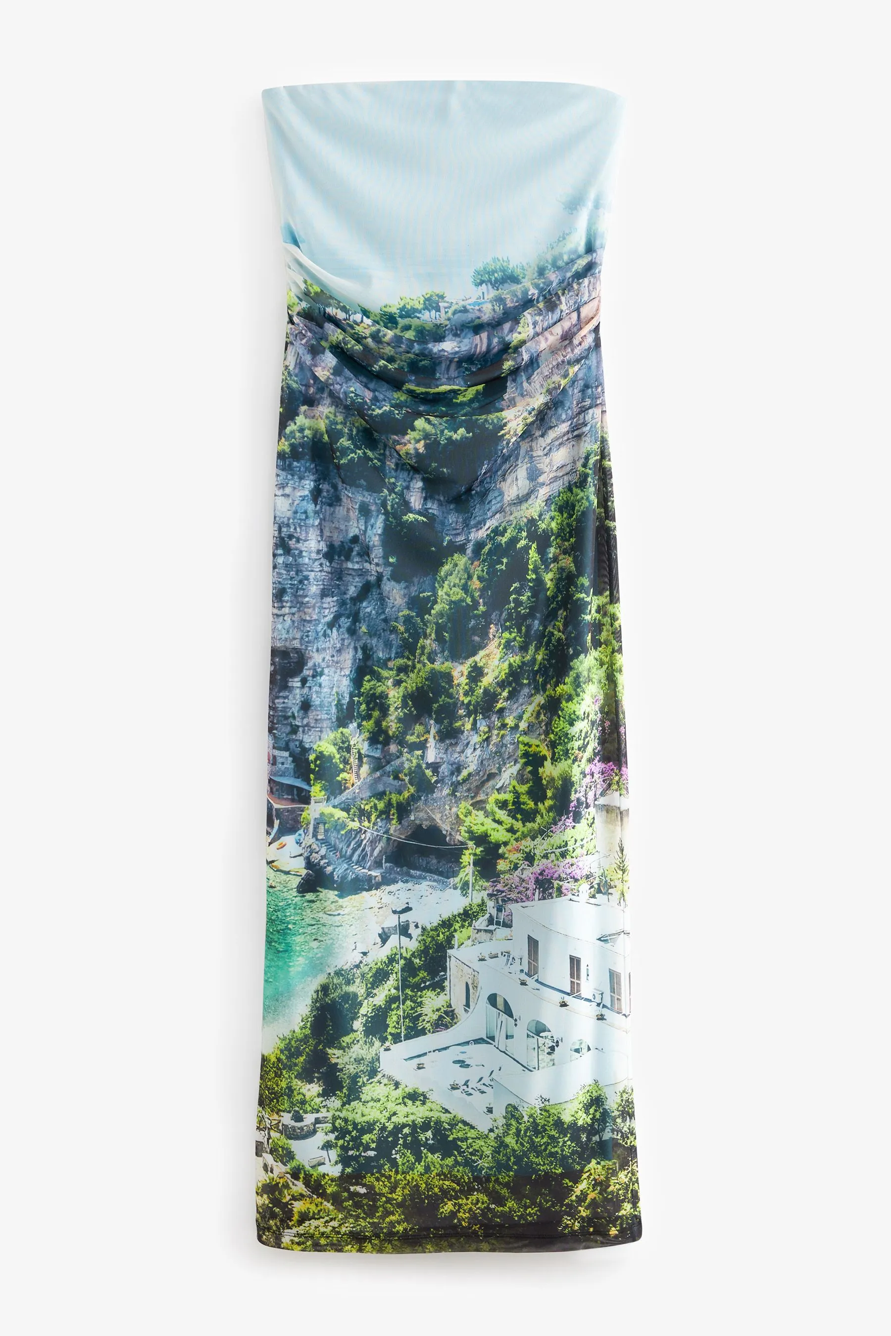 Stampa per le vacanze con paesaggio multi  - Abito maxi a fascia in rete