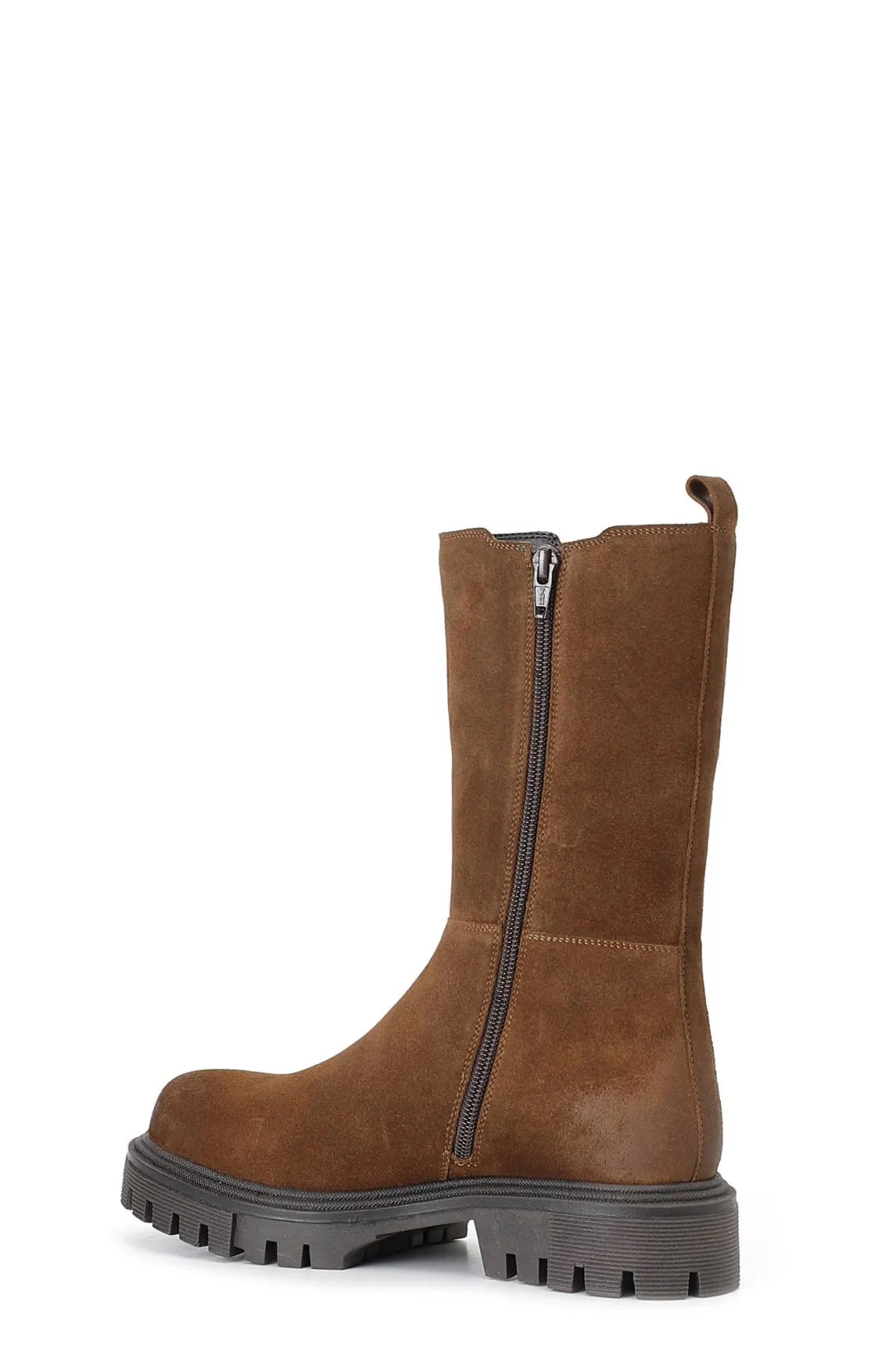 stivaletto donna in pelle scamosciata con elastico cognac